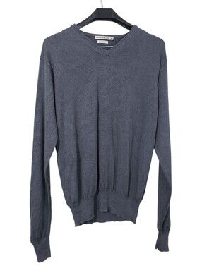 Peter Millar Men's V-Neck Knit Pullover Sweater Gray Luxury Preppy Casual Medium